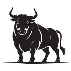 Powerful bull head silhouette for agricultural or sports themes