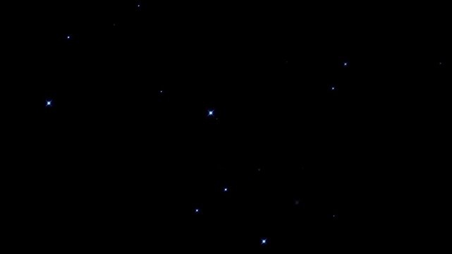 Blue twinkling star particle animation on black background with glowing light sparkles, dreamy cosmic motion perfect for space visuals, fantasy scenes, and elegant overlays.