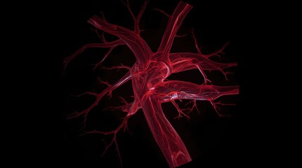 Red abstract 3D model of the branching vascular system