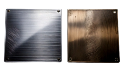 Collection of Industrial Steel Plates, isolated on transparent background.