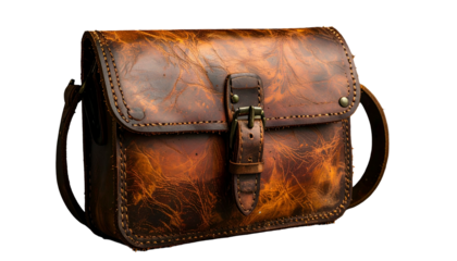 Rustic, vintage leather shoulder bag with buckle closure