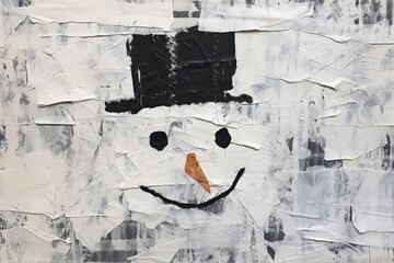 Fototapeta premium Snowman art painting snowman.