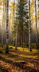 Fototapeta premium Autumn Forest Sunlight.