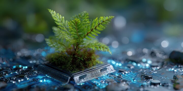 Innovative electronic circuit featuring microchip and microprocessor for modern digital devices, emphasizing connectivity, technology trends, and advanced hardware solutions - Powered by Adobe