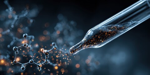 Modern scientific laboratory with advanced equipment and molecular models showcasing innovative chemistry research and breakthrough scientific discovery in a professional setting