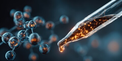 Detailed scientific molecular structure and chemical bonds in laboratory research, innovative atomic model, educational molecular science, and detailed chemistry visualization