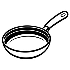 Kitchen Frying Pan Line Icon Vector Graphic White Background
