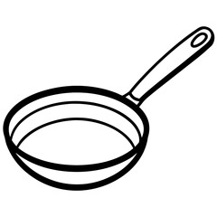 Kitchen Frying Pan Line Icon Vector Graphic White Background
