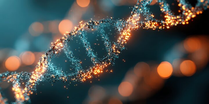 High-resolution digital visualization of DNA molecules highlighting genetic code, molecular structure, and scientific innovation for research and biotech applications