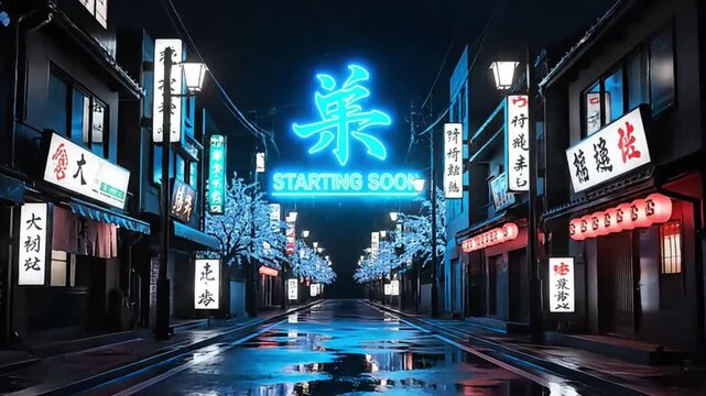 Twitch Stream Overlay with Neon Graphics - Animated Starting Soon Announcement