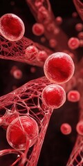 Fototapeta premium Detailed microscopic view of vibrant biological cells illustrating cellular structure, tissue, and biological processes in a scientific and educational context