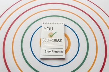 Notebook with You Self Check message on concentric circles