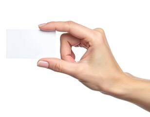 Obraz premium A woman's hand delicately holding a blank rectangular card