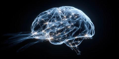 Innovative neural network technology illustrating brain activity and artificial intelligence with interconnected neurons, digital data, and scientific research in modern cognitive science