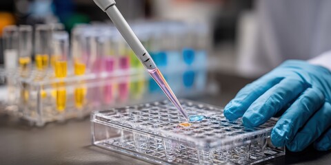 Advanced laboratory scientist performing scientific research and medical testing in a modern clinical laboratory with innovative diagnostic tools