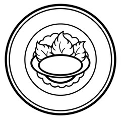 Simple Plate Outline Line Drawing Vector Design on White