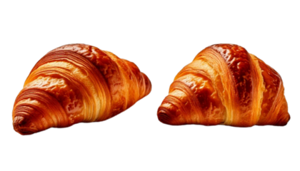 Golden Croissant Duo Set – two variations, isolated on transparent background.