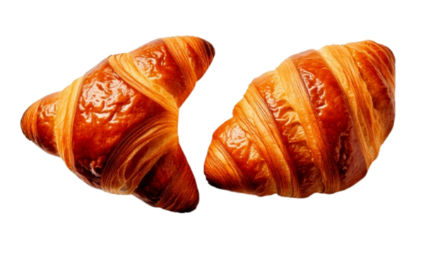 Fresh Baked Croissant Collection – dual versions, isolated on transparent background.