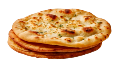 Fresh flatbread duo with texture, isolated on transparent background.