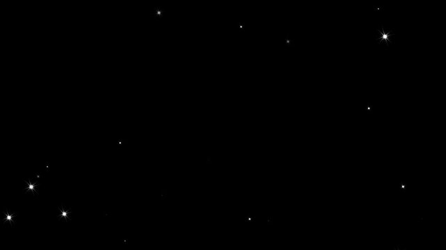 twinkling stars glow fields flying in galaxy space starburst light. alpha Beautiful stars twinkling at night. luxury small white stars on black background, retro sparkles blinking. White glowing twink