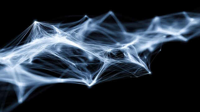 Abstract digital network representation against a black background