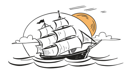 Majestic sailing ship gliding across the ocean waves at sunset, capturing adventure and timeless nautical charm, perfect for travel and historical themes