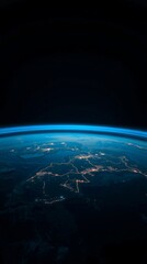 View of abstract planet from Space at Night with City Lights_3