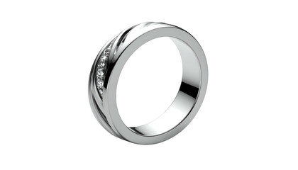 Fototapeta premium Sleek silver band with embedded small gemstones in a twisted design