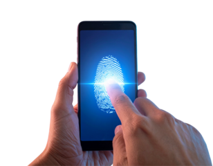 Biometric Payment Fingerprint PNG – Futuristic Digital Scan Isolated on Transparent Background