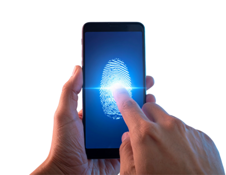 Biometric Payment Fingerprint PNG – Futuristic Digital Scan Isolated on Transparent Background