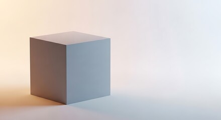 Simple Gray Cube Object on White Background.