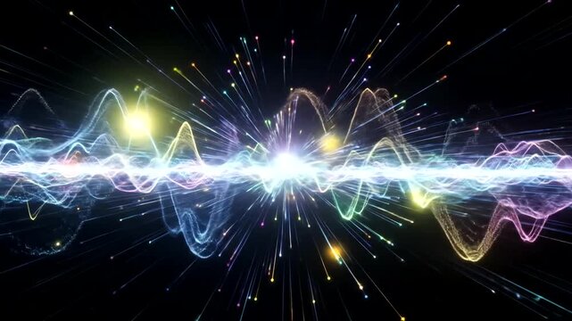 Energetic wave and light explosion abstract background, perfect for futuristic visuals and tech