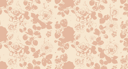 Delicate floral seamless pattern with roses and daisy for elegant backgrounds