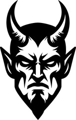 Devil head mascot vector black and white icon isolated illustration image decal design