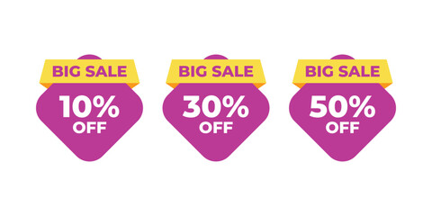 10%, 30%, and 50% Off Special Day Discount Badges for Promotions