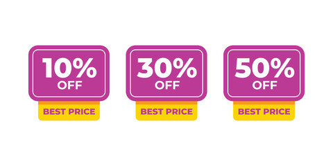 10%, 30%, and 50% Off Special Day Discount Badges for Promotions