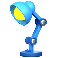 Blue Study Lamp Illustration on Transparent Background with Yellow Light Glow Tabletop Luminaire Academic Lighting Concept and Minimalist Aesthetic for Educational Use