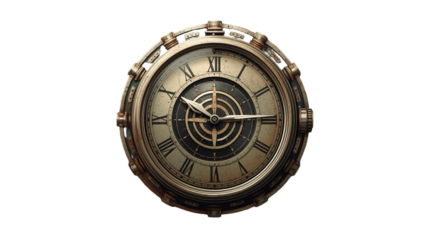 Detailed Steampunk Style Antique Pocket Clock Timepiece Instrument Illustration