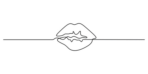 Lips continuous one line drawing vector illustration