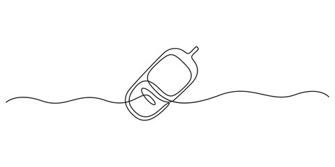 Continuous one line drawing of a glucometer for monitoring blood sugar. Minimal single line drawing of medical equipment for diabetes treatment. World Diabetes Day. Vector illustration