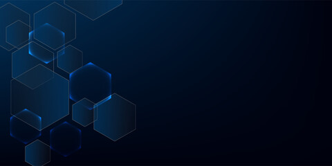 Abstract technology background with digital polygon blue light vector editable