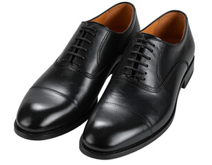 Classic Black Leather Dress Shoes with Polished Finish Isolated