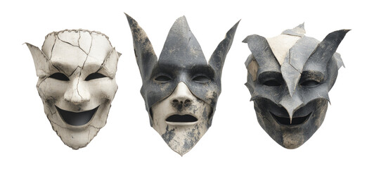 Naklejka premium Artistic Collection of Isolated Theater Masks on Transparent Background
