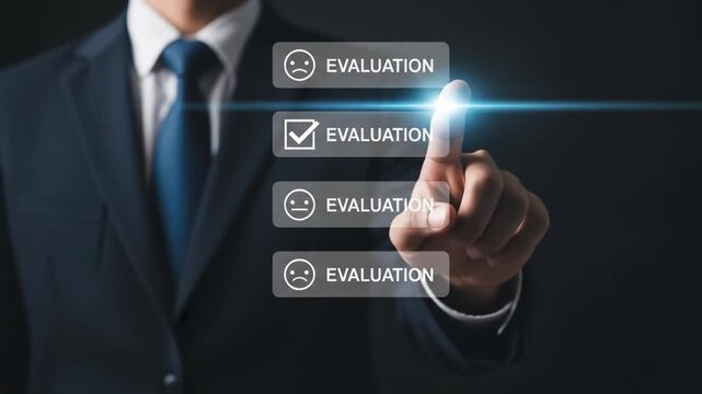 Navigating Online Evaluation: Businessman's Touchscreen Interface for Assessments