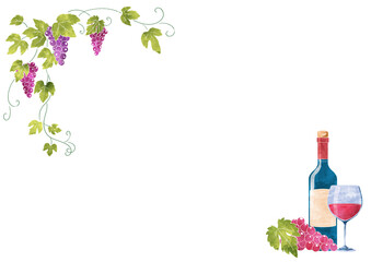 赤ワインの水彩風フレーム