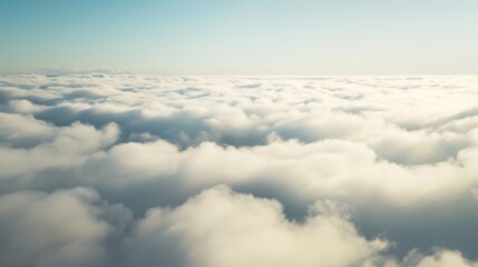 Aerial Views of the Blue Sky, White Cumulus Clouds and Sunny Day Landscape