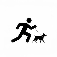 Dynamic silhouette of a person running with a small dog on a leash, capturing outdoor activity and companionship.