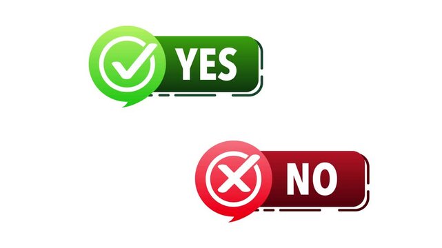 Animated yes and no buttons appearing on screen