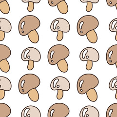 Autumn mushroom vector seamless pattern