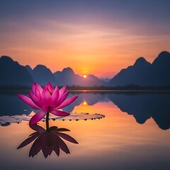 Peaceful Sunrise Lotus Pond.